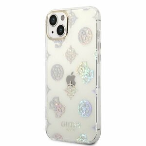 Guess PC/TPU Peony Glitter Zadní kryt pro iPhone 14 Plus White