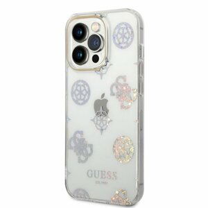 Guess PC/TPU Peony Glitter Zadní kryt pro iPhone 14 Pro White