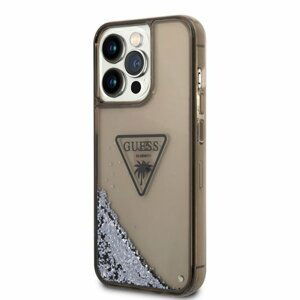 Guess PC/TPU Liquid Glitter Triangle Logo Zadní Kryt pro iPhone 14 Pro Max Black