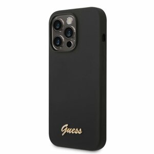 Guess Liquid Silicone Metal Logo Zadní Kryt pro iPhone 14 Pro Max Black