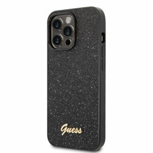 Puzdro Guess PC/TPU Glitter Flakes Metal Logo iPhone 14 Pro Max - čierne