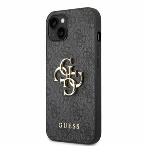 Puzdro Guess PU 4G Metal Logo iPhone 14 Plus - šedé