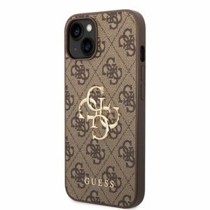 Puzdro Guess PU 4G Metal Logo iPhone 14 Plus - hnedé