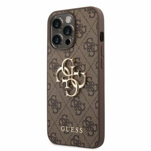 Puzdro Guess PU 4G Metal Logo iPhone 14 Pro - hnedé