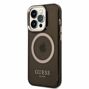 Guess Translucent MagSafe Kompatibilní Zadní Kryt pro iPhone 14 Pro Black