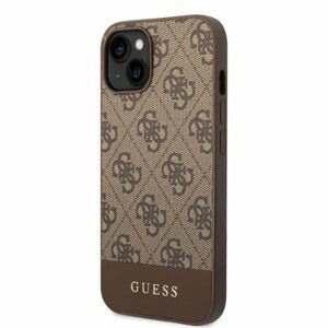 Puzdro Guess 4G Stripe iPhone 14 - hnedé