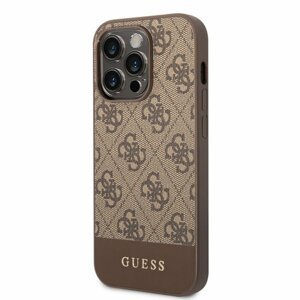 Guess 4G Stripe Zadní Kryt pro iPhone 14 Pro Brown