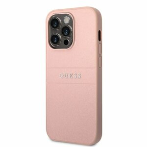 Guess PU Leather Saffiano Zadní Kryt pro iPhone 14 Pro Pink