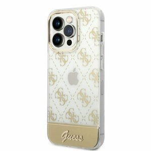 Guess PC/TPU Peony Glitter Script Logo Zadní kryt pro iPhone 14 Pro Gold