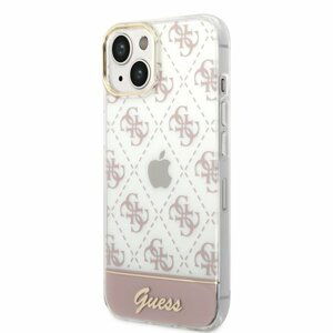 Guess PC/TPU Peony Glitter Script Logo Zadní kryt pro iPhone 14 Pink