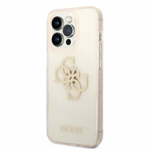 Guess TPU Big 4G Full Glitter Zadní Kryt pro iPhone 14 Pro Gold