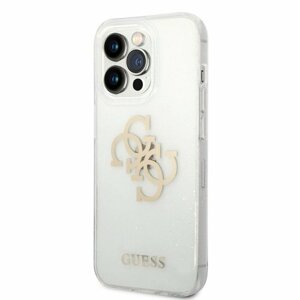 Guess TPU Big 4G Full Glitter Zadní Kryt pro iPhone 14 Pro Max Transparent