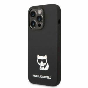 Puzdro Karl Lagerfeld Liquid Silicone Choupette iPhone 14 Pro - čierne