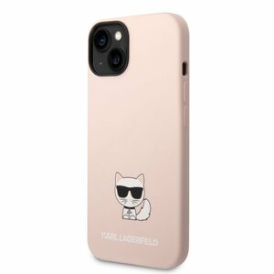 Puzdro Karl Lagerfeld Liquid Silicone Choupette iPhone 14 - ružové