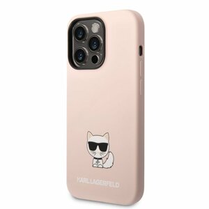 Puzdro Karl Lagerfeld Liquid Silicone Choupette iPhone 14 Pro - ružové