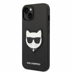 Karl Lagerfeld PU Saffiano Choupette Head Zadní Kryt pro iPhone 14 Black