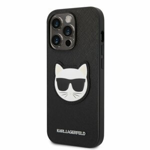 Karl Lagerfeld PU Saffiano Choupette Head Zadní Kryt pro iPhone 14 Pro Black