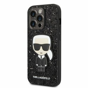 Karl Lagerfeld Glitter Flakes Ikonik Zadní Kryt pro iPhone 14 Pro Black