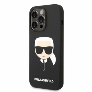 Karl Lagerfeld Liquid Silicone Karl Head Zadní Kryt pro iPhone 14 Pro Max Black