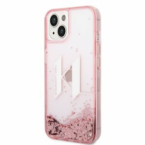 Karl Lagerfeld Liquid Glitter Big KL Logo Zadní Kryt pro iPhone 14 Pink