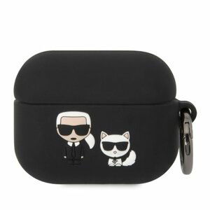 Puzdro Karl Lagerfeld and Choupette Airpods Pro, silikónové - čierne