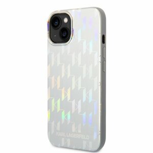 Karl Lagerfeld Iridescent Monogram Zadní Kryt pro iPhone 14 Silver