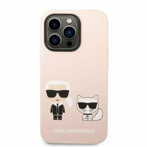 Karl Lagerfeld and Choupette Liquid Silicone Zadní Kryt pro iPhone 14 Pro Pink