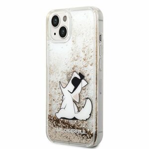 Karl Lagerfeld Liquid Glitter Choupette Eat Zadní Kryt pro iPhone 14 Gold