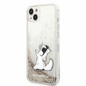 Karl Lagerfeld Liquid Glitter Choupette Eat Zadní Kryt pro iPhone 14 Plus Gold