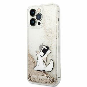 Karl Lagerfeld Liquid Glitter Choupette Eat Zadní Kryt pro iPhone 14 Pro Max Gold