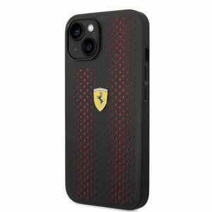 Ferrari PU Leather Perforated Zadní Kryt pro iPhone 14 Plus Red