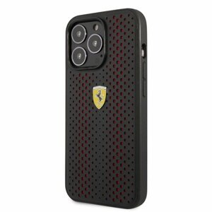 Ferrari PU Leather Perforated Zadní Kryt pro iPhone 14 Pro Red