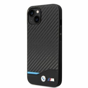 BMW M PU Carbon Blue Line Zadní Kryt pro iPhone 14 Black