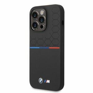 BMW M Liquid Silicone Tricolor Zadní Kryt pro iPhone 14 Pro Black