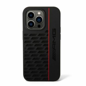 AMG Liquid Silicone Carbon Pattern Zadní Kryt pro iPhone 14 Pro Black