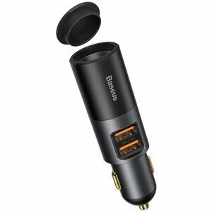 Baseus CCBT-D0G Share Together Car Charger with Cigarette Lighter Port 2x USB, 120W Grey