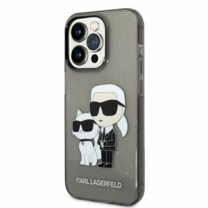 Karl Lagerfeld IML Glitter Karl and Choupette NFT Zadní Kryt pro iPhone 14 Pro Max Black