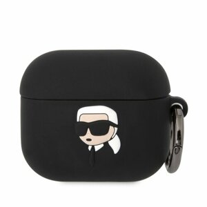 Karl Lagerfeld 3D Logo NFT Karl Head Silikonové Pouzdro pro Airpods 3 Black