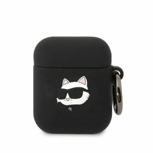 Karl Lagerfeld 3D Logo NFT Choupette Head Silikonové Pouzdro pro Airpods 1/2 Black