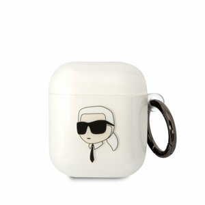 Karl Lagerfeld 3D Logo NFT Karl Head TPU Pouzdro pro Airpods 1/2 White