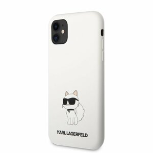 Karl Lagerfeld Liquid Silicone Choupette NFT Zadní Kryt pro iPhone 11 White