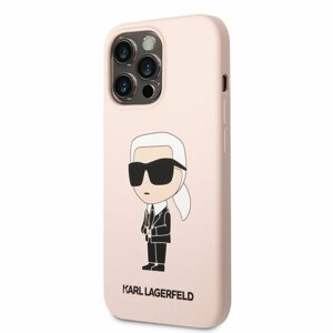 Karl Lagerfeld Liquid Silicone Ikonik NFT Zadní Kryt pro iPhone 13 Pro Pink