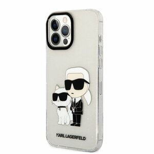 Karl Lagerfeld IML Glitter Karl and Choupette NFT Zadní Kryt pro iPhone 13 Pro Max Transparent