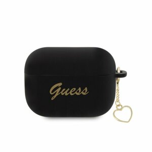 Guess 4G Charms Heart Silikonové Pouzdro pro Airpods Pro 2 Black