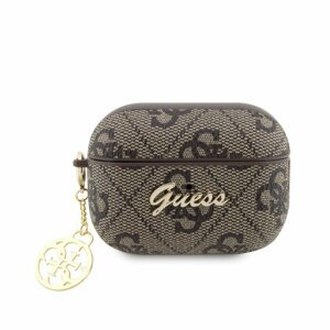 Guess 4G Script Charms PC/PU Pouzdro pro Airpods Pro 2 Brown