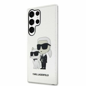 Puzdro Karl Lagerfeld IML Glitter Karl and Choupette NFT Samsung Galaxy S23 Ultra - transparentné