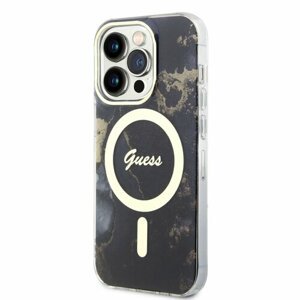 Guess Marble IML MagSafe Kompatibilní Zadní Kryt pro iPhone 14 Pro Black