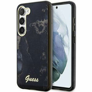 Guess case for Samsung Galaxy S23 Ultra GUHCS23LHTMRSK black HC IML Golden Marble