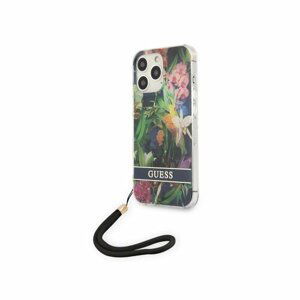 Guess case for iPhone 13 Pro 6,1" GUHCP13LHFLSB blue hard case Flower Strap