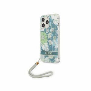 Guess case for iPhone 13 Pro Max 6,7" GUHCP13XHFLSN green hard case Flower Strap